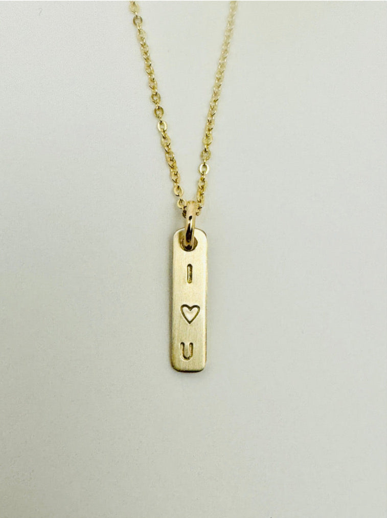 I 🤍 U  Dainty Tag Necklace