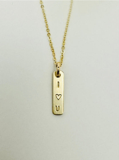 I 🤍 U  Dainty Tag Necklace