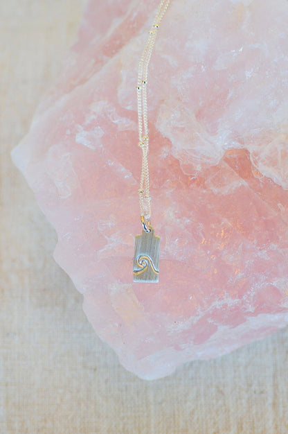 Lil wave tag necklace